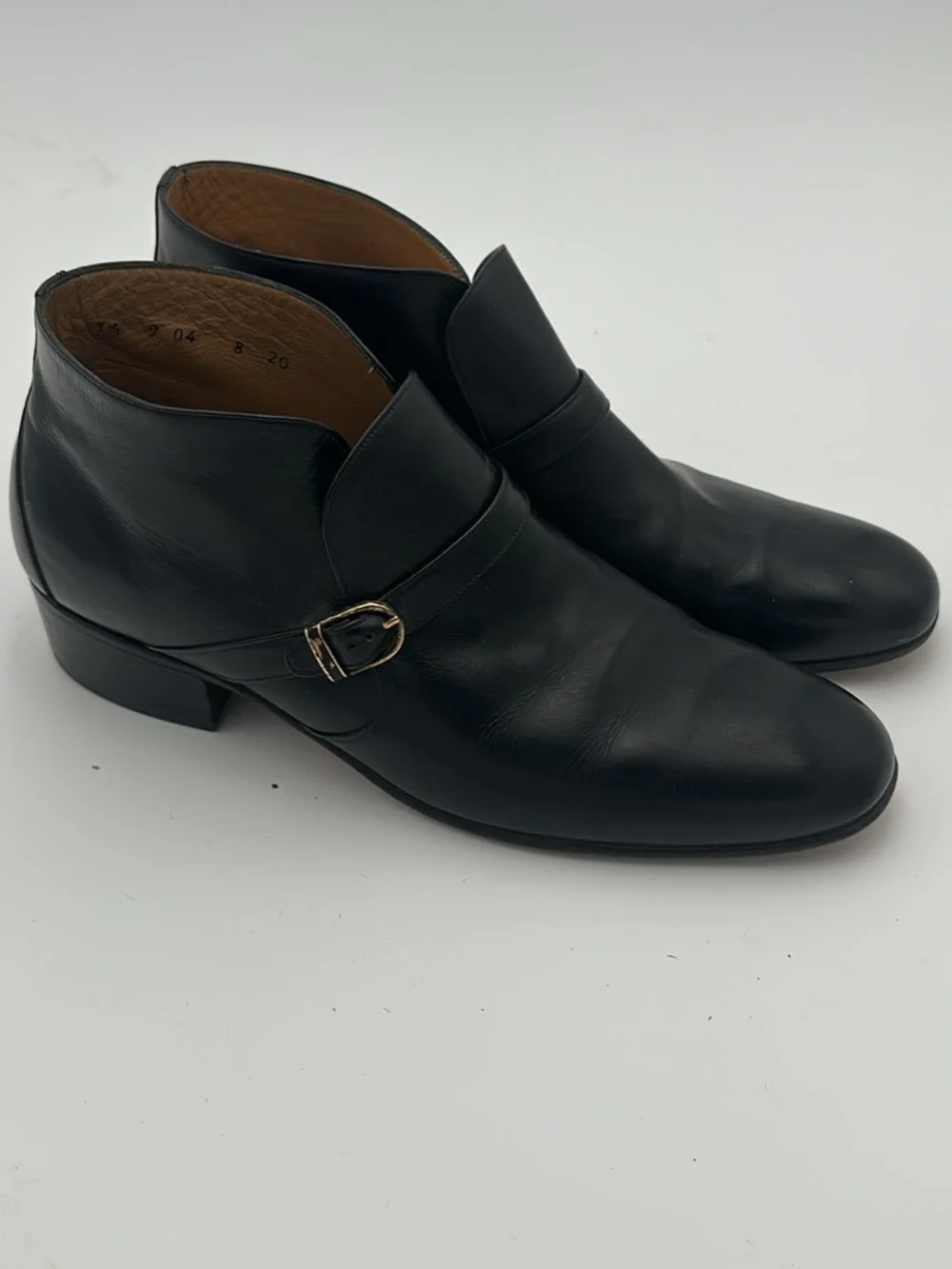 Jean Pierre Black Leather Chukka Boots with Side Buckle Detail